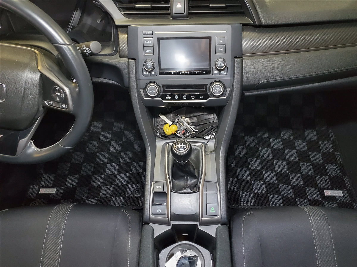 PHASE 2 FLOOR MATS: HONDA CIVIC FK8 (5 DOOR) HATCH DARK GREY, FRONT + REAR P2-CPTFK8FRDG-TP