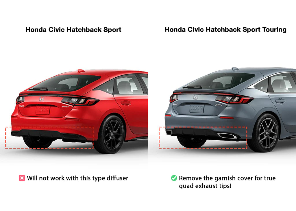 REMARK CATBACK EXHAUST: CIVIC HATCHBACK SPORT 2022 Burnt Stainless Steel Tips REM-RK-C4063H-07T