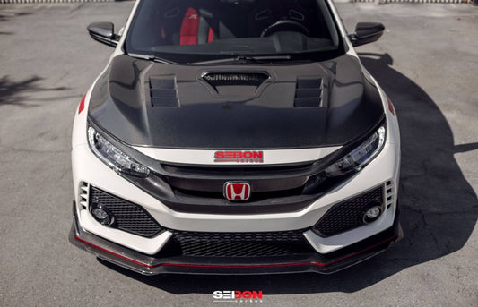 TS-STYLE CARBON FIBER HOOD FOR 2017-2021 HONDA CIVIC TYPE R  	HD17HDCVR-TS