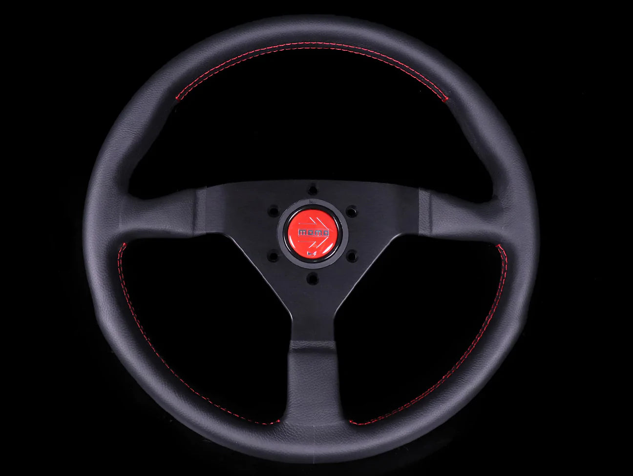 MOMO MONTE CARLO STEERING WHEEL - LEATHER W/ RED STITCH SKU: MCL32BK3B